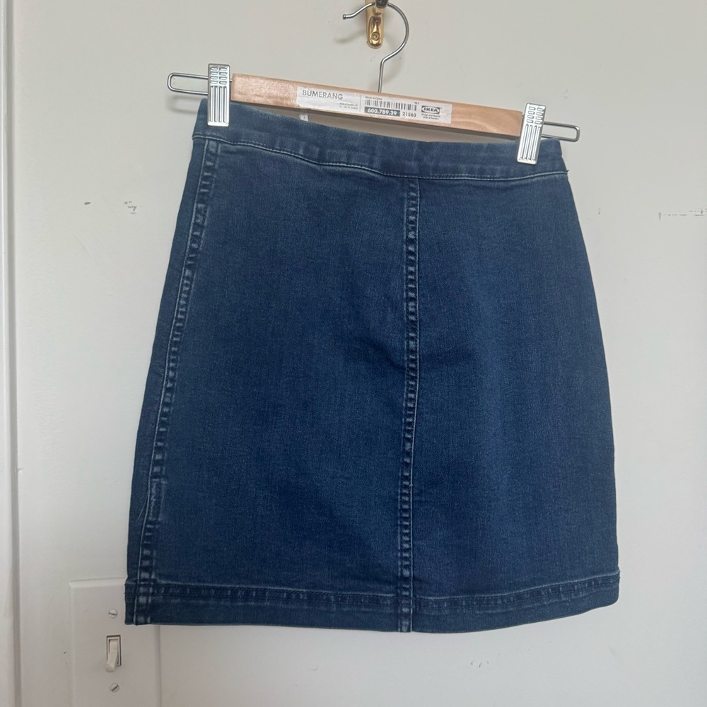 Free People Denim Zip Front Mini Skirt 2 - Picture 6 of 6